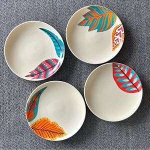 PAPER SOURCE ‘16 4-pcs Leaves Feathers Coll Hand-painted Matte Plates #0310267